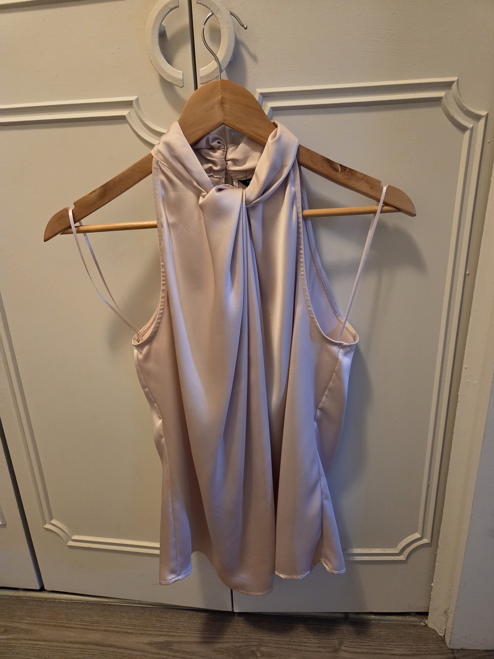 Zara Blush Satin Tie-Neck Sleeveless Camisole
